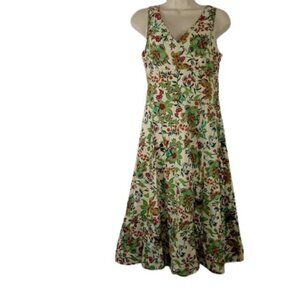 Trucco Womens Andrea Fit & Flare Dress Cream Combo Floral Cotton S